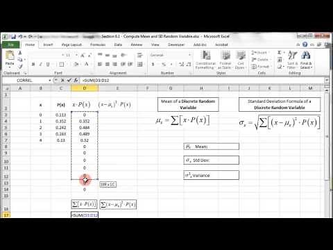 Excel - Discrete Random Variable - Probability Distribution