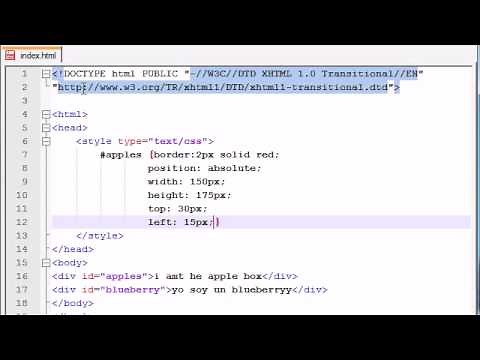 XHTML and CSS Tutorial - 36 - Absolute Positioning