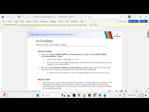 Shelly Cashman Excel 365 | Module 6: End of Module Project 1 ActiveBee