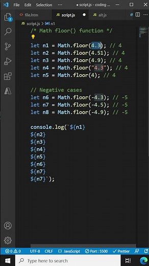 JavaScript Math floor() method - JavaScript Tutorial for Beginners