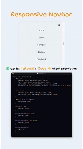 Responsive Navbar 😮 | HTML & CSS Only #webdevelopment #coding #uidesignlearning