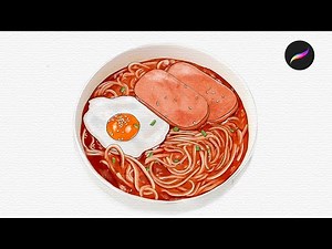 How I draw anime food in procreate | digital food drawing illustration process | ramen noodles