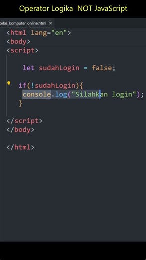 Learn JavaScript for Beginners: How the NOT (!) Logical Operator Works Complete with Examples #ja...