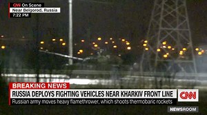 CNN's Frederik Pleitgen spots heavy Russian tanks moving towards Ukraine near Belgorod, Russia. | CNN