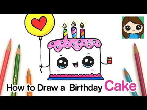 How to Draw a Cute Birthday Cake EASY