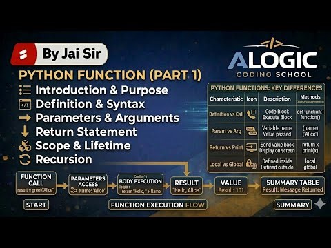 Python Functions Explained (Part 1) 🔥 | Syntax, Parameters, Return & Scope | ALOGIC