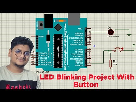 LED Blinking Project with button using Arduino UNO -Arduino code + Proteus Simulation.