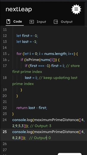 Maximum Distance Between Prime Numbers | JavaScript Solution Explained