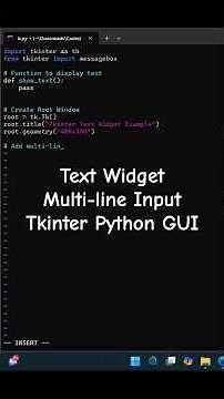 Text Area Widget | Multi-line Input | #python Tkinter GUI 🐍 #shorts #coding #pythongui #tkinter