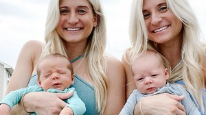 Identical twins give birth hours apart despite not being due on same day