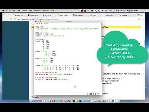 PuLP BASICS 2 in Python: Problem and Decision Variables