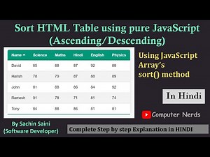 How to sort HTML Table data using JavaScript (In Hindi) | JavaScript tutorial for beginners