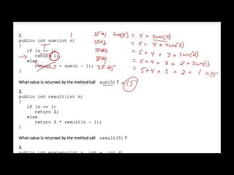 Java Tracing Recursion Worksheet #1