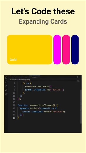 Let’s Code Expanding Cards | HTML CSS JavaScript #shorts