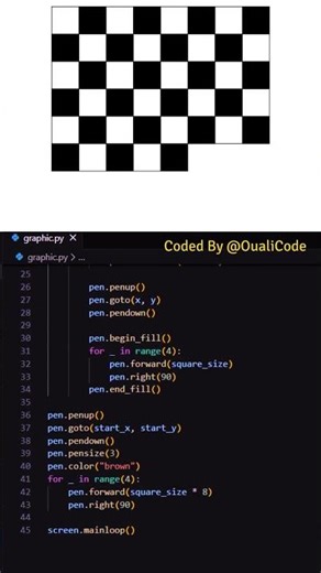 Chess Board || Python turtle #coding #python #graphics #oualicode #shorts
