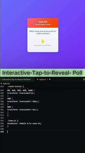 🔥 Tap-to-Reveal Poll UI Design — Modern Interactive Voting System Using HTML, CSS,JS | UI Animation