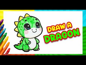 How To Draw Cute Baby Dragon Easy For Kids And Toddlers | Let's Draw
