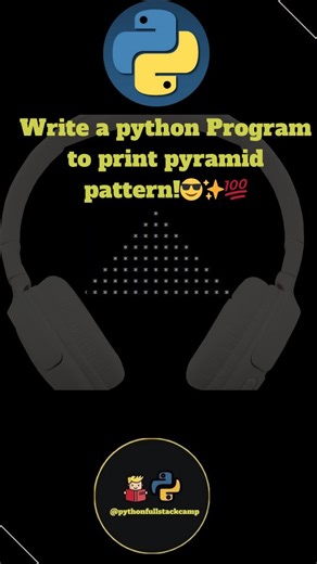 pythonfullstackcamp on Instagram: "Print pyramid pattern in Python!😎💯 python pyramid pattern pyramid pattern python code print pyramid in python star pyramid pattern python number pyramid python python pattern programs pyramid using loops python half pyramid python inverted pyramid python python for beginners patterns #Python #PyramidPattern #PythonCode #Coding #Programming #LearnPython #PythonProgramming #CodeNewbie #Tech #DevCommunity [M] #PythonTips #PatternPrinting #PythonLoops #CodingPrac