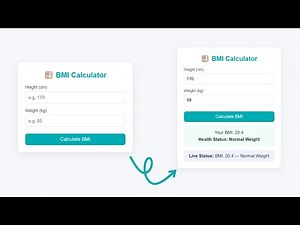BMI Calculator Using HTML, CSS & JavaScript | Complete Health Status Checker with Ideal Weight