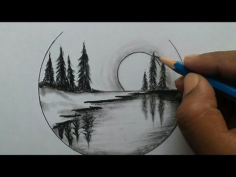 Nature scenery drawing for beginners / easy and step by step