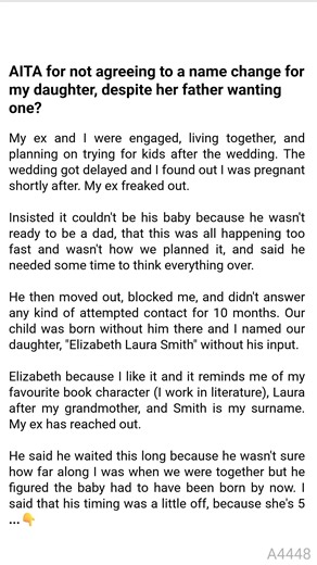 AITA for not agreeing ⭐ 💥 😇 to a 🙈 name change for 🤣 my daughter, despite her father wanting one? #realstory #storytelling #confessiontime | Storytime Everyday not Football Life