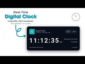 Build a Digital Clock Using HTML CSS JavaScript | Real-Time Clock Tutorial