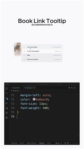 Book Link Tooltip Example #codetheworld #coding #python #example #htmlcss