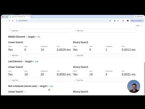 Algorithm Comparison Tool - Binary Search vs Linear Search