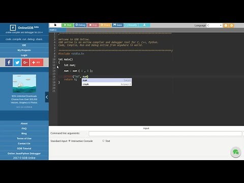 Tutorial para aula em online gdb.