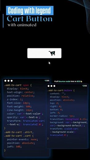 Animated cart Button in css ! Html css JavaScript tutorial visual studio viral coding project