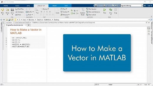 How to Make a Vector in MATLAB