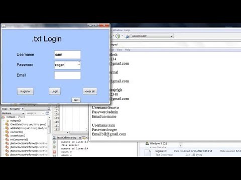 Login and register from txt file using java | fun with java #1