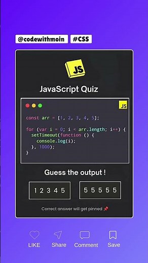 JavaScript Quiz: Can You Guess The Output? 🤔 #JavaScript #Programming #CodingQuiz
