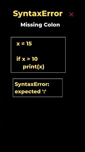 1.1. SyntaxError: Missing Colon | Python Error Fix #coding #datascience