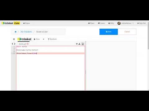 Trinket Python Turtle Lesson: Draw a Line