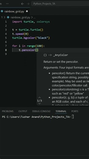 Rainbow Petal Storm Infinity Grid 🌈 Mesmerizing Python Turtle Loop! #coding #python #programming