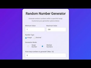 Random Number Generator in HTML, CSS & JavaScript | Min–Max, Copy & Auto-Generate | Frontend Project