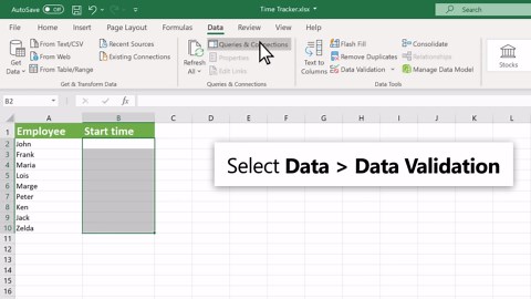 Apply data validation to cells