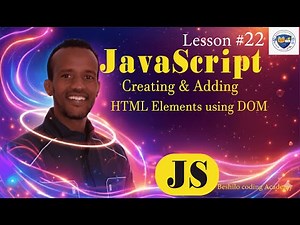 JavaScript DOM: Create & Add HTML Elements in Amharic – Lesson 22