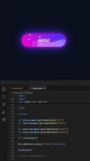Realistic Water Effect Button #coding #shorts #trending #youtubeshorts #viralvideo