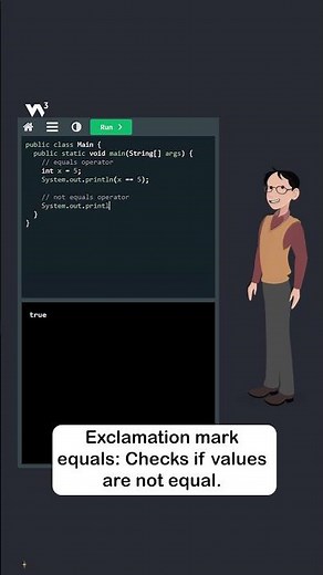 Java Operators - Part 5 - Comparison Opertators - #w3schools #java #programming