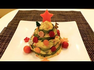 ポテトサラダでクリスマスツリーの作り方。