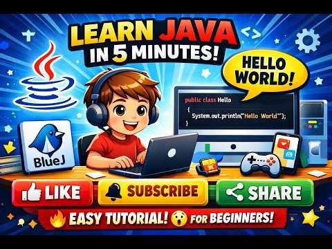 Learn Java in 5 Minutes | BlueJ Beginner Tutorial 💻 #Java #LearnJava #BlueJ