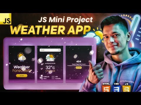 Weather app using HTML CSS and JAVASCRIPT || CoderzArea || Step By Step Tutorial