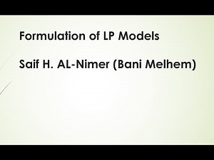 Formulation of Linear Programming Models part 1 شرح