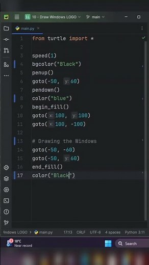 Drawing The Windows Logo | Python Turtle #python