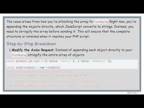 How to Pass an Array with Objects to PHP via Axios