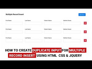 How To Create Duplicate Input For Multiple Record | Multiple Form Element Create And Remove Jquery