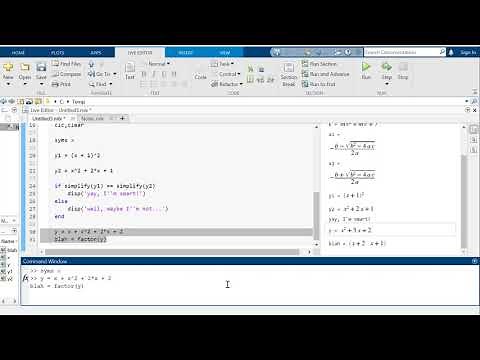 Getting Started in Symbolic Toolbox with Live Script in MATLAB