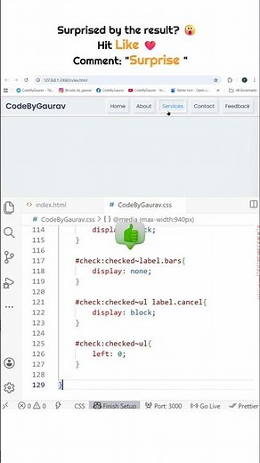 Responsive Navbar 😮 | HTML & CSS Only | No JavaScript #webdevelopment #htmlcss